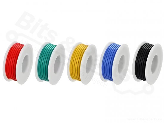Siliconendraadset meeraderig 24AWG 0,2mm2 5 kleuren x 10m